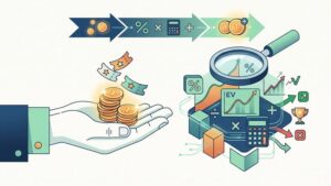 Иллюстрация с математическими формулами и футбольным мячом для статьи о приветственных бонусах ставок